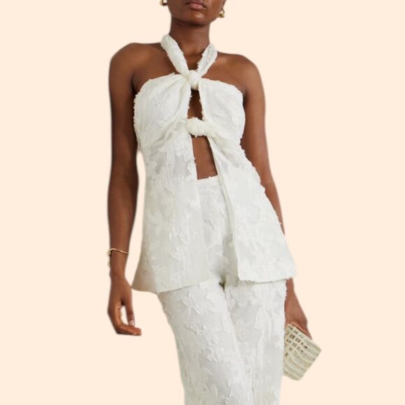 cult gaia Tops - Cult Gaia White Floral Halter Top